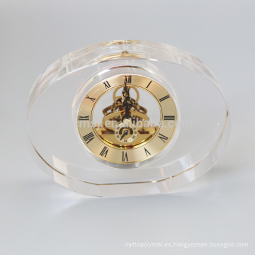 Reloj de cristal oval en blanco de la moda para el escritorio